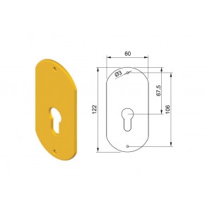 Ροζέτα οβάλ για κλειδαριές με κύλινδρο (χρυσό)